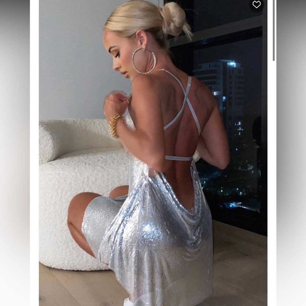 White Fox Iconic Image Mini Dress Silver